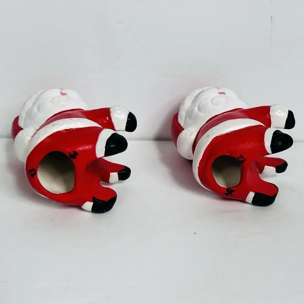 vintage  christmas‎ santa claus candle hugger climber set of 2 hand painted 1982
